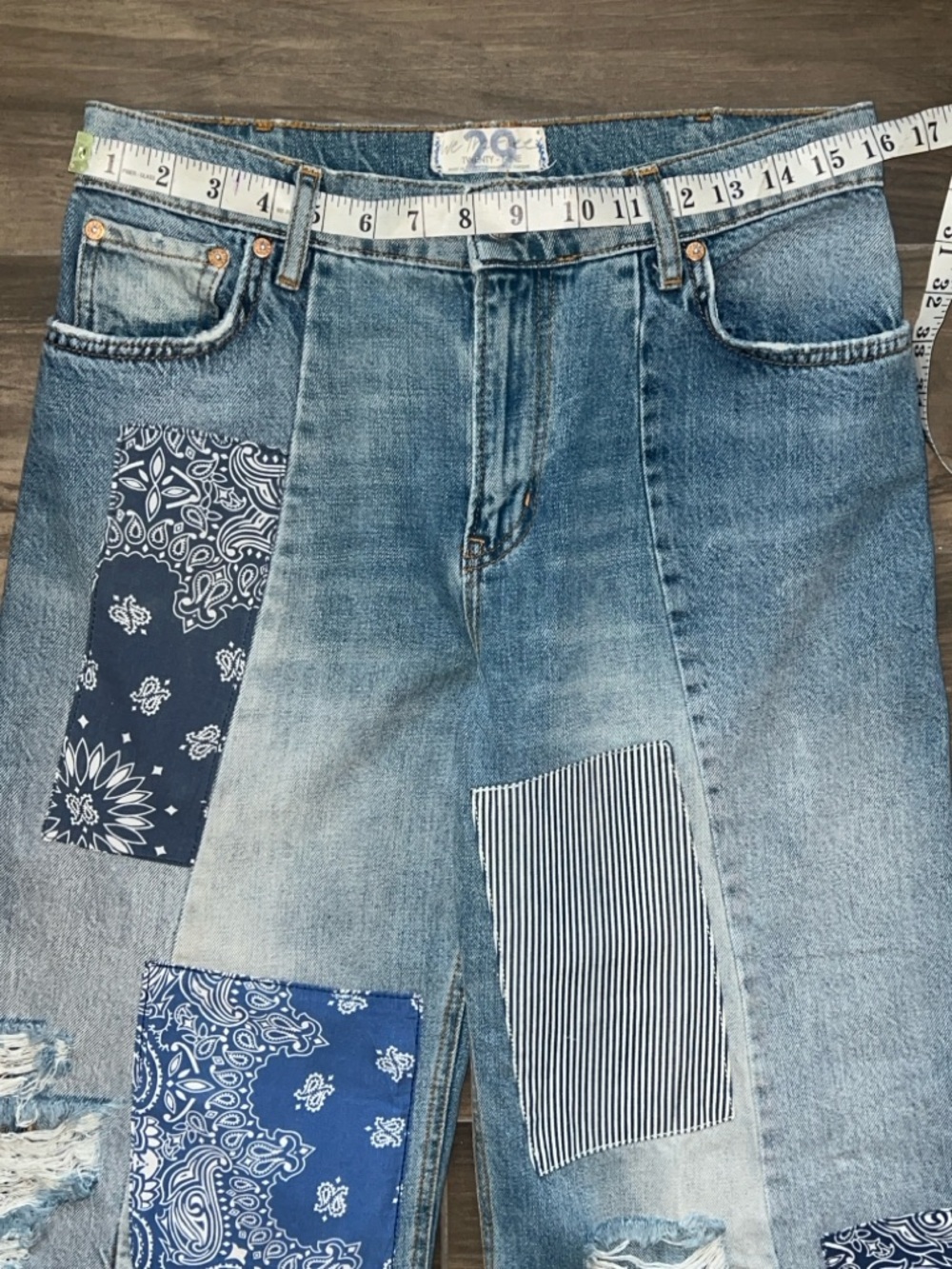 Free People Heart Of Gold Wide Leg Patch Jeans 29 - Picture 11 of 17